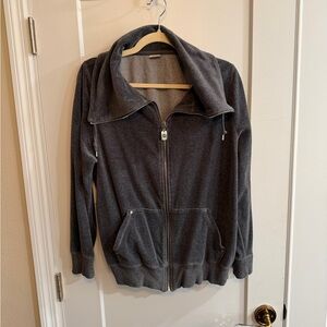 Michael Kors Charcoal Zip Hoodie 1X Oversized Collar Cozy Lounge